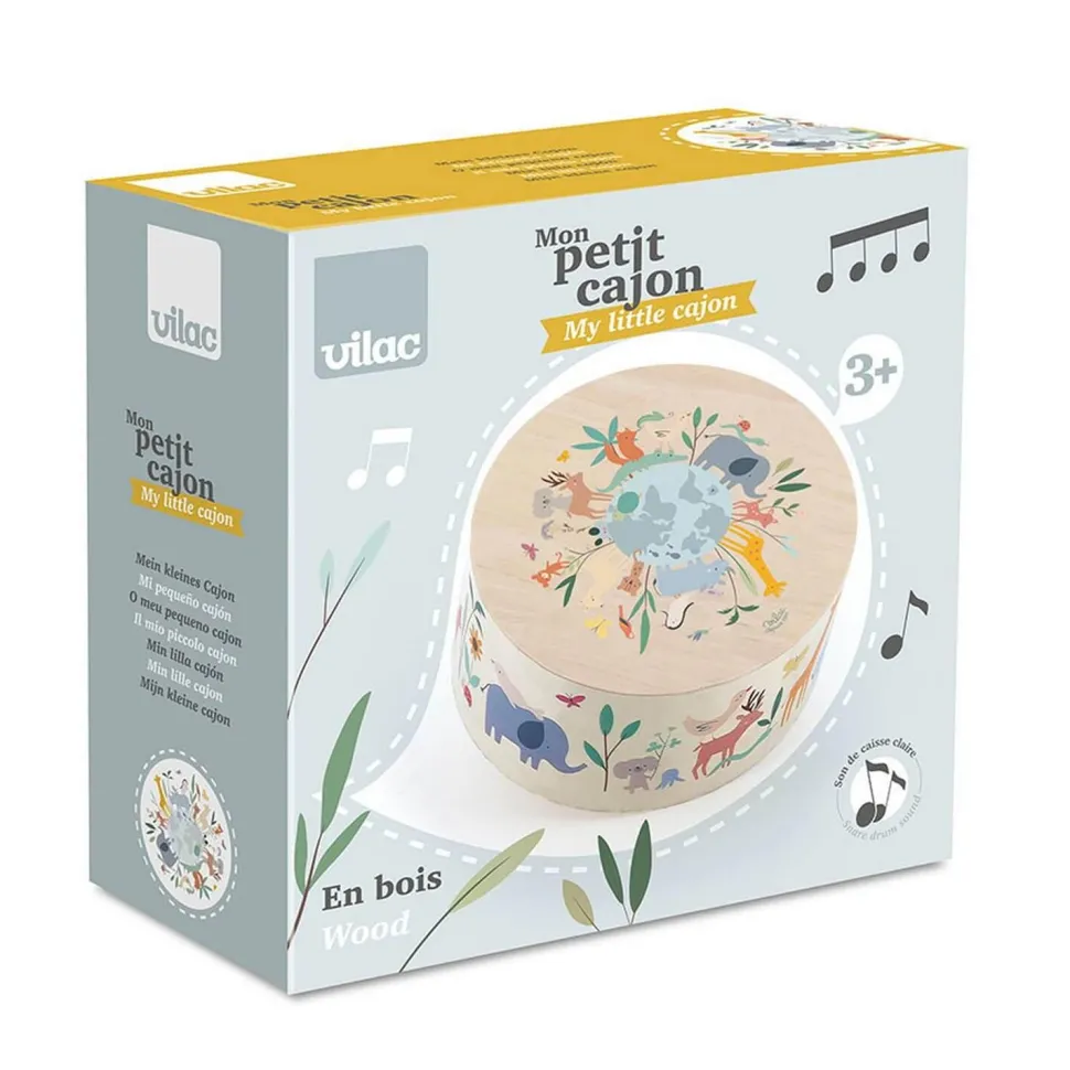 Tambour cajón en bois, Les animaux du monde - Sarah Betz - Vilac