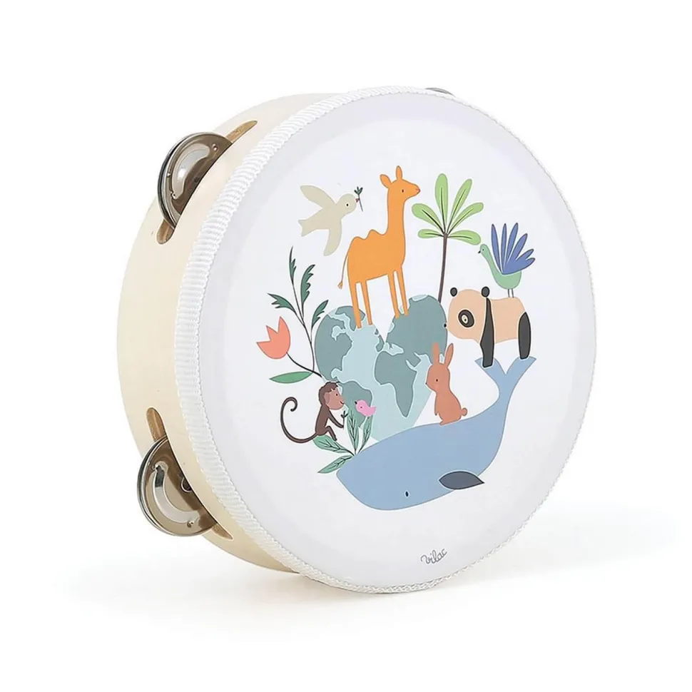Tambourin en bois, Les animaux du monde - Sarah Betz - Vilac