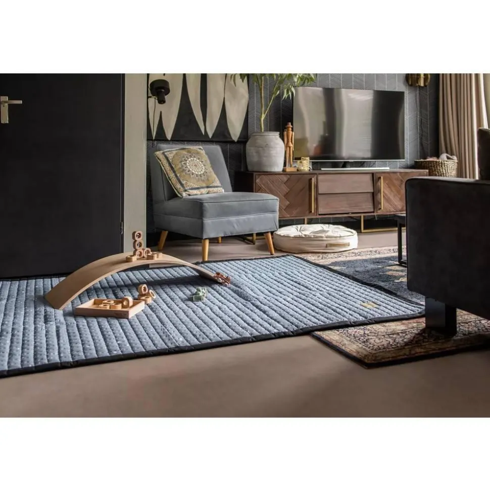 TAPIS UNI COUSU 200 X 130 : BLEU - Love by Lily