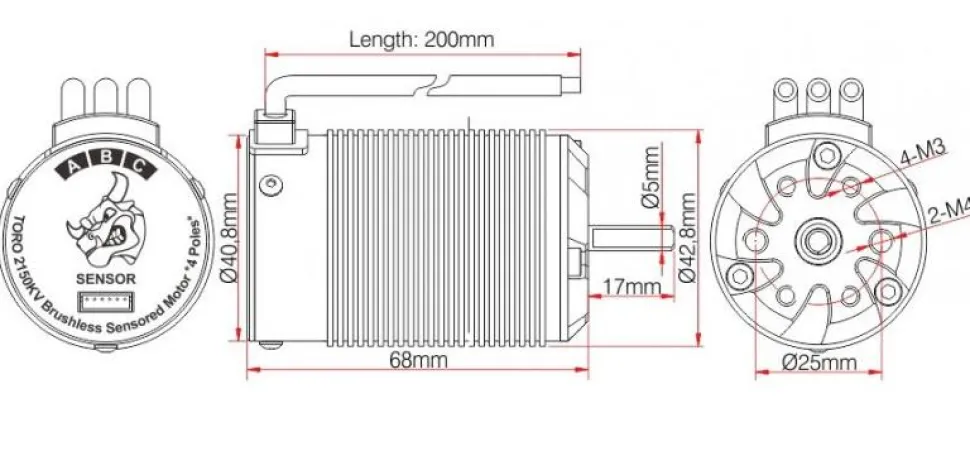 TORO X8 PRO V2 1/8 Buggy sensor Brushless Motor 1Y - 2350KV - SkyRc
