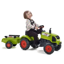 Tracteur à pédales Claas avec remorque et capot ouvrant - Falk / Falquet