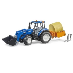 Tracteur New Holland T5. 120 avec chargeur avant, coffre de chargement et fourches - Bruder