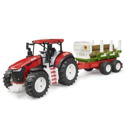 Tracteur ROADMAX avec remorque forestière et 3 troncs d’arbre - Bruder