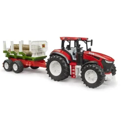 Tracteur ROADMAX avec remorque forestière et 3 troncs d’arbre - Bruder