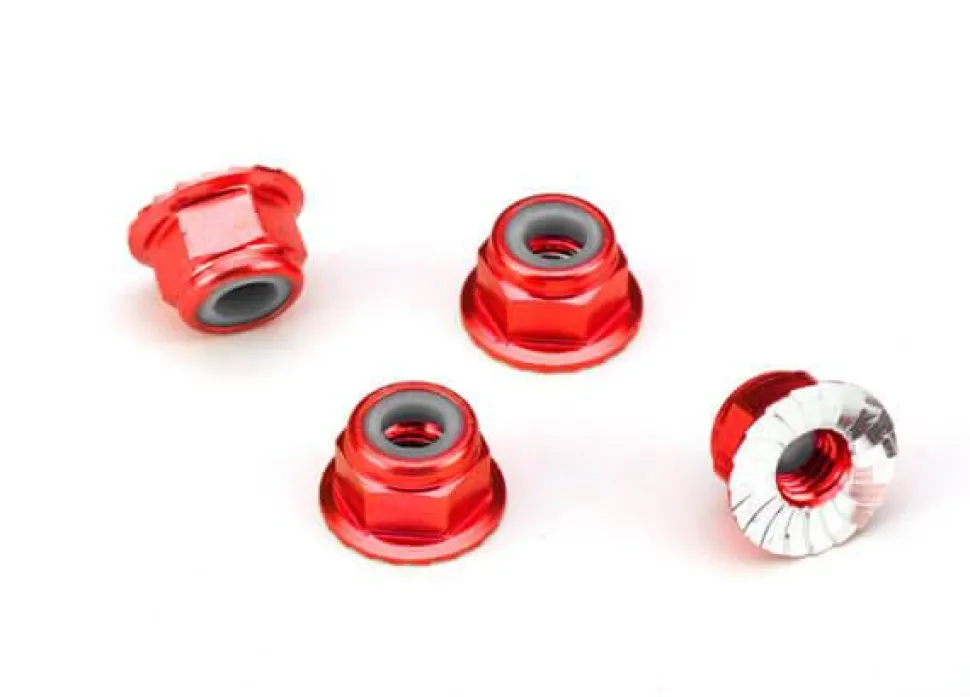 Traxxas Ecrous Nylstop Epaules 4Mm Anodises Rouge (4) - Traxxas