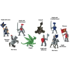 Tube - Figurines Chevaliers + dragon - Safari Ltd