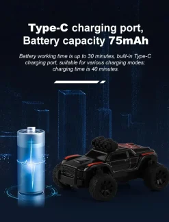 TURBO RACING MICRO MONSTER TRUCK RTR 1/76ÈME NOIR - Turbo Racing