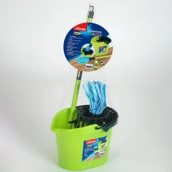 VILEDA – SET DE MÉNAGE AVEC SEAU ET BALAI À FRANGES « COLOR LINE » - Klein