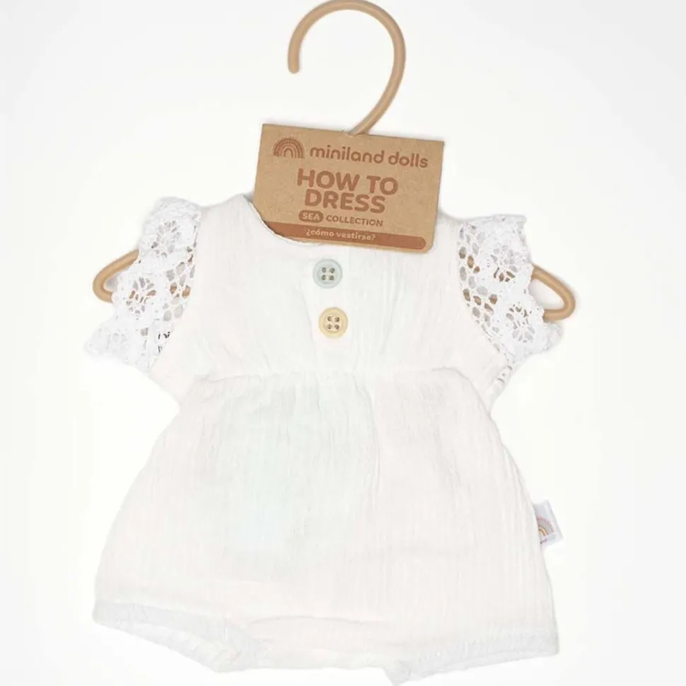 Vêtement pour poupée 38 cm : Barboteuse blanche - Miniland