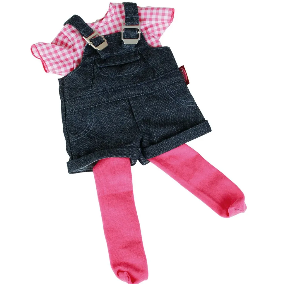 Vêtement pour poupée de 45 à 50 cm : Salopette jeans, T-shirt et collants - Gotz
