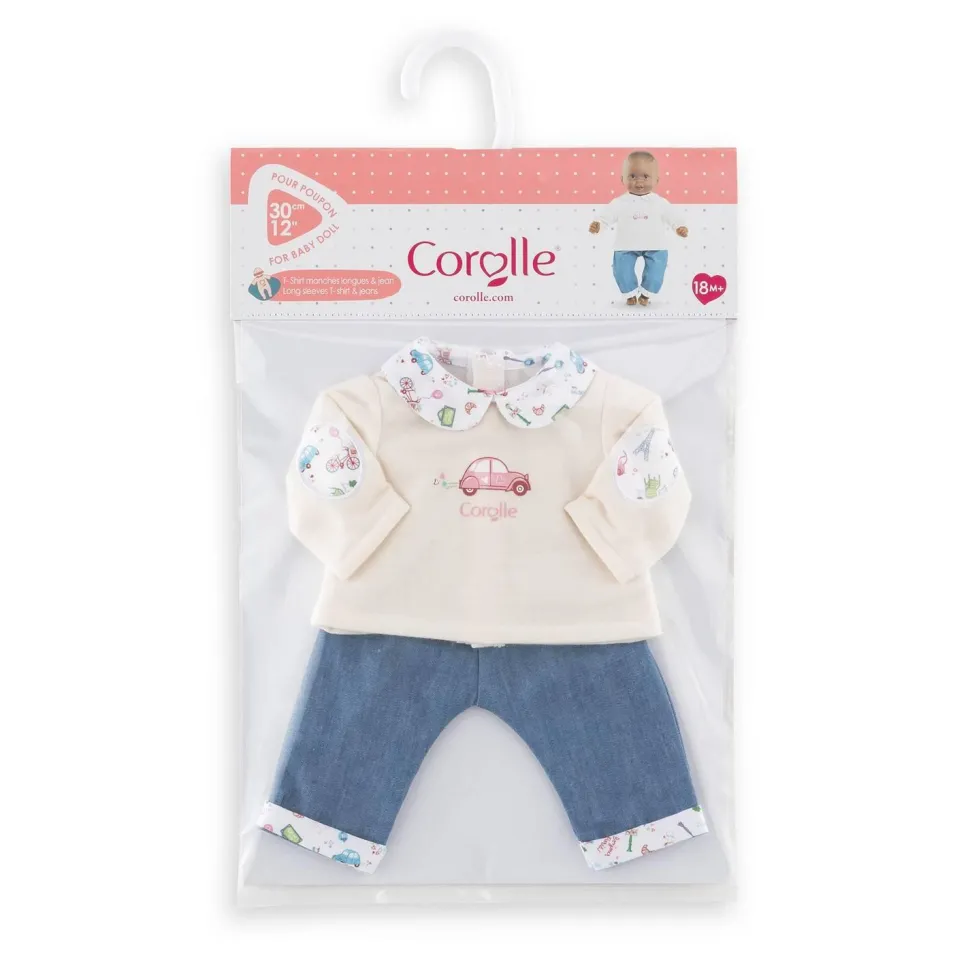 Vêtement pour poupon 30 cm : T-shirt et jean- Week-end à paris - Corolle