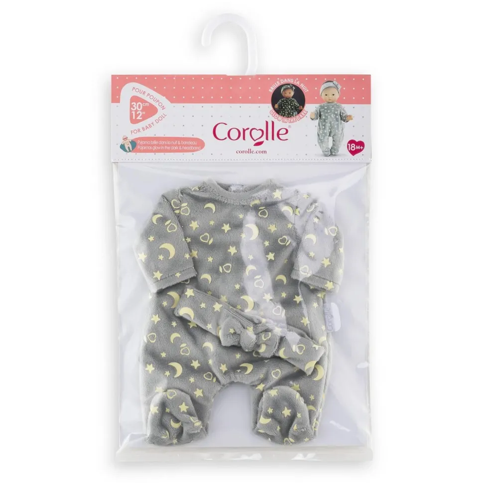 Vêtement pour poupon 30 cm : Pyjama brille dans la nuit & bandeau - Corolle