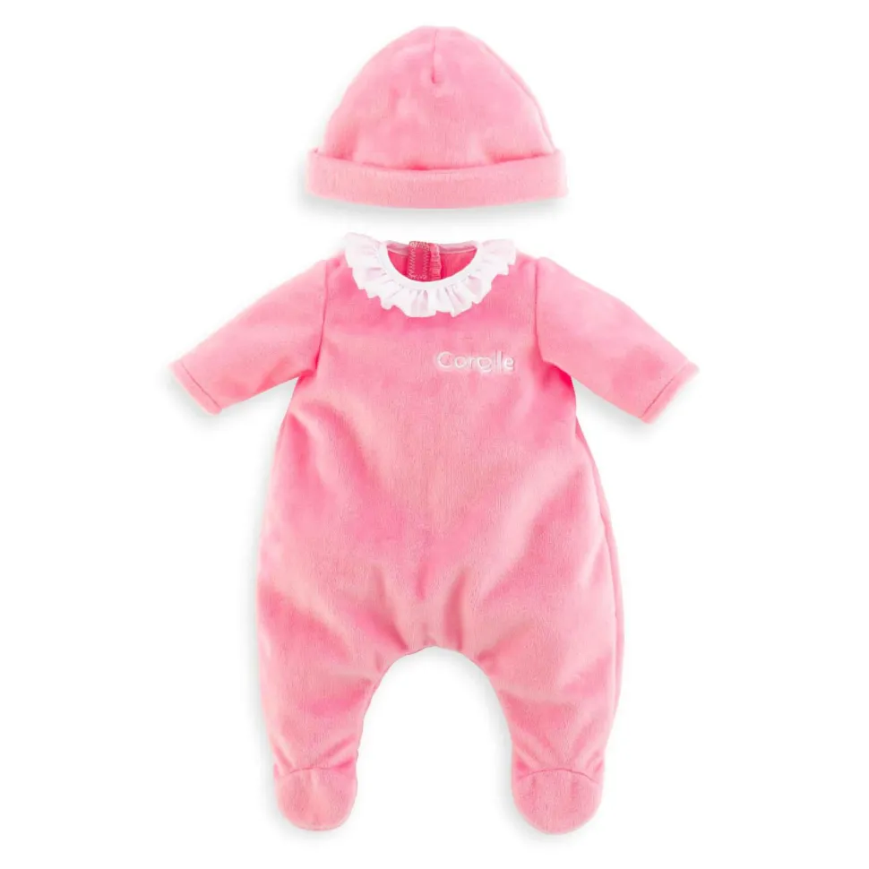 Vêtements pour petit poupon 30 cm : Pyjama Rose et Bonnet - Corolle