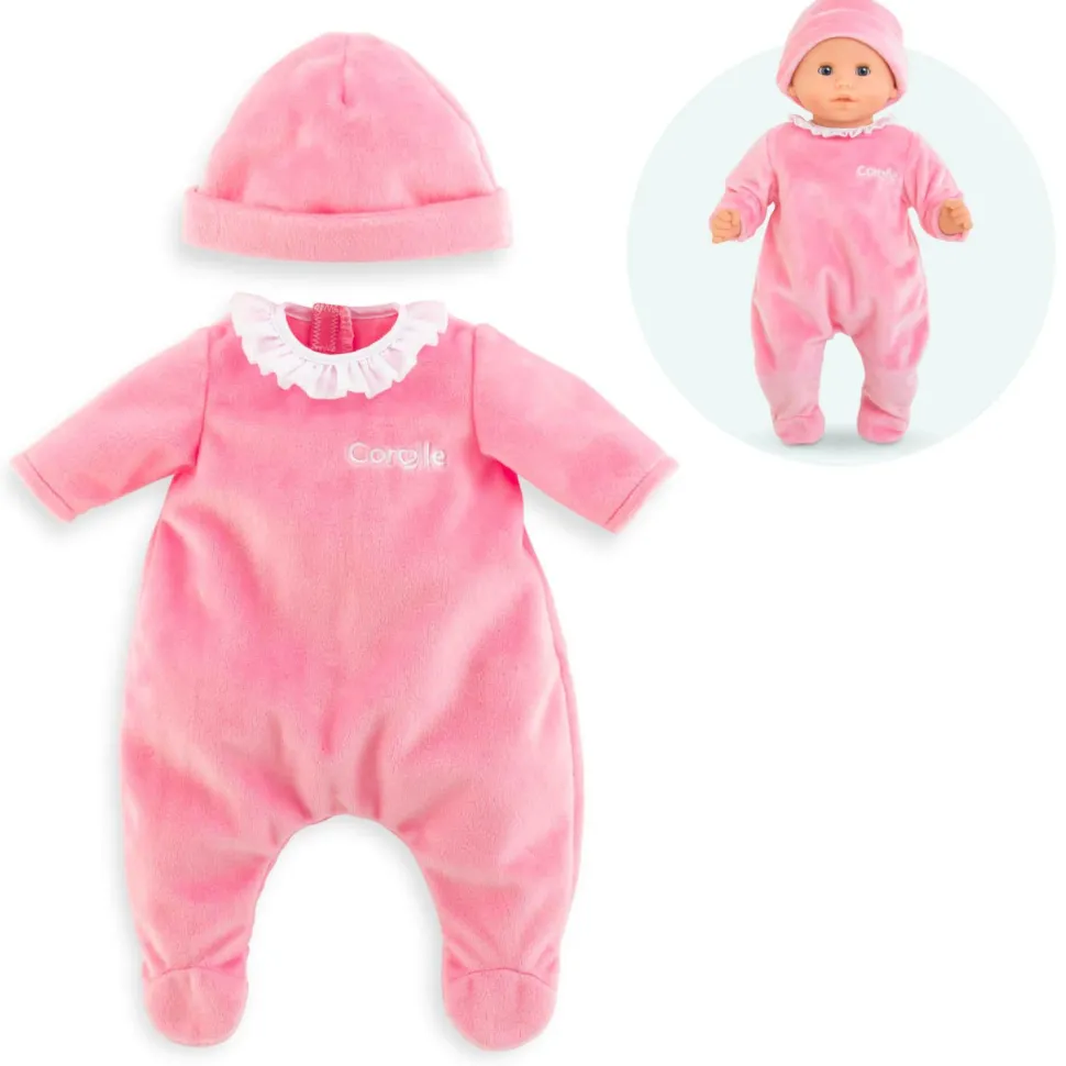 Vêtements pour petit poupon 30 cm : Pyjama Rose et Bonnet - Corolle