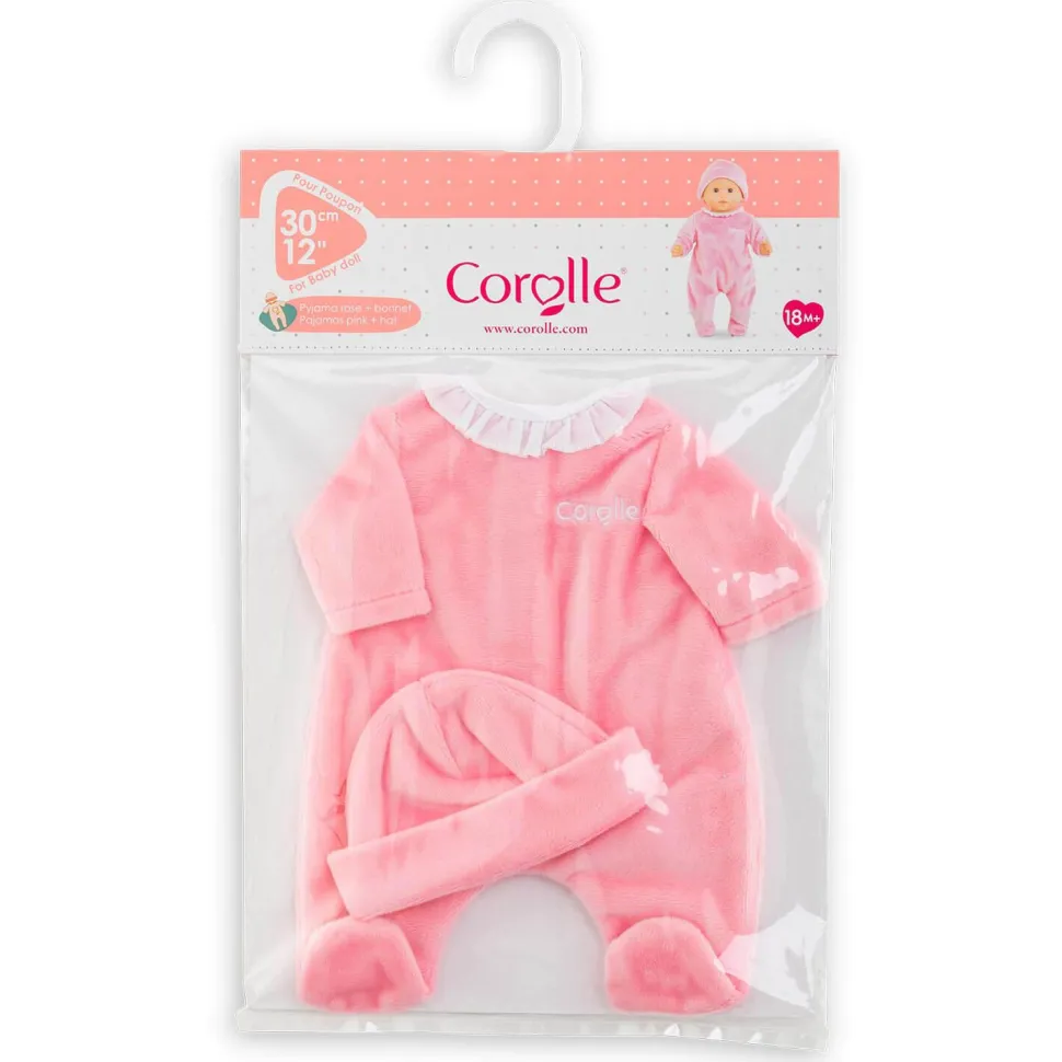 Vêtements pour petit poupon 30 cm : Pyjama Rose et Bonnet - Corolle